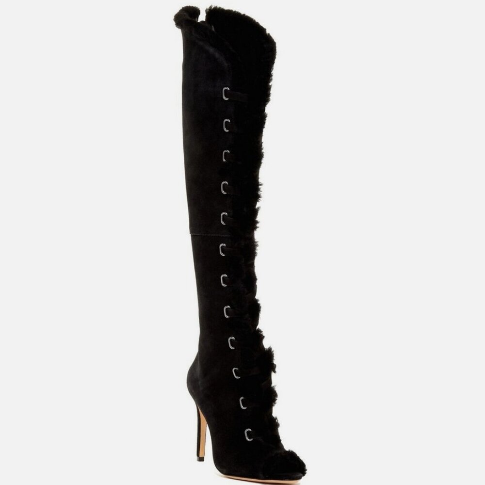 Schutz Grazianna Peep Toe Sheep Fur Boot